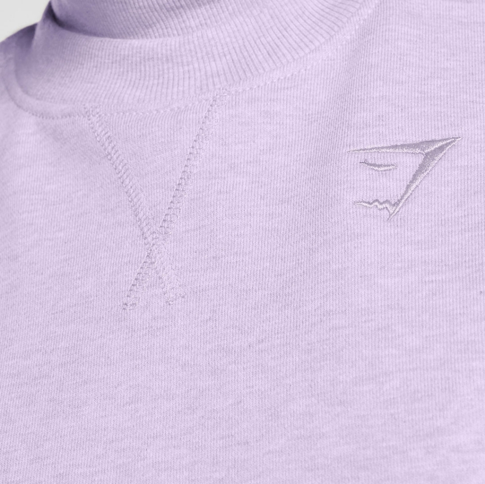 Gymshark Rest Day Cropped Pullover Aura Lilac Marl - Picture 3 of 4